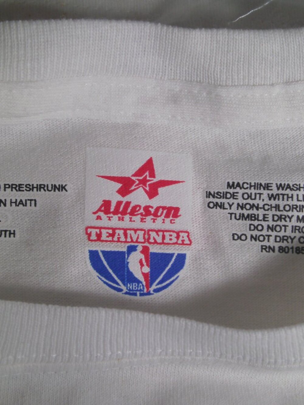 (6) Alleson Athletic Team NBA Large Youth Pre-Shrunk 100% Cotton White T-Shirt